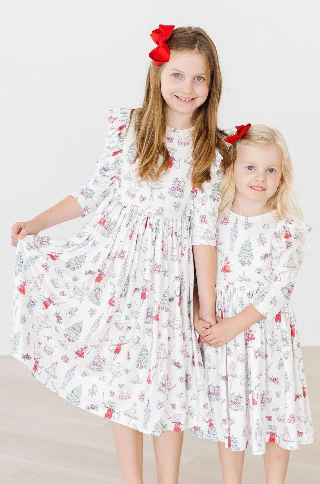 Clara's Christmas 3/4 Sleeve Ruffle Twirl Dress - Image 8
