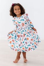 Classic Christmas 3/4 Sleeve Ruffle Twirl Dress - Image 5
