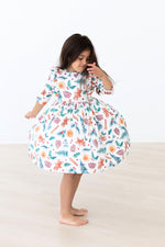 Classic Christmas 3/4 Sleeve Ruffle Twirl Dress - Image 6