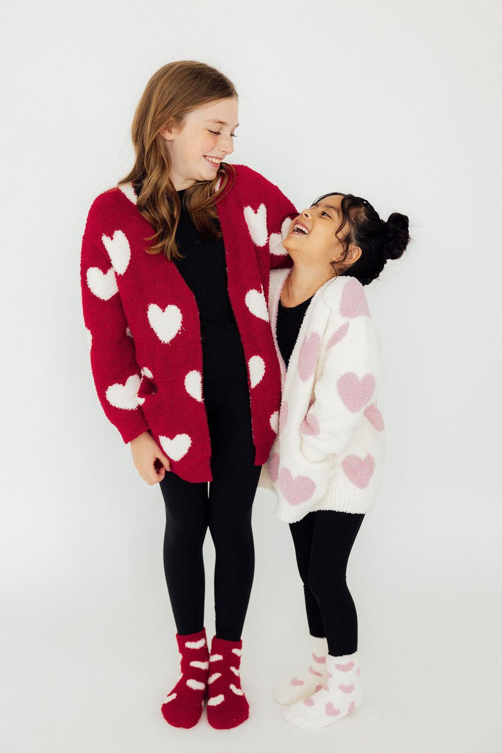 Coconut/Light Pink Heart Cozy Socks - Image 3