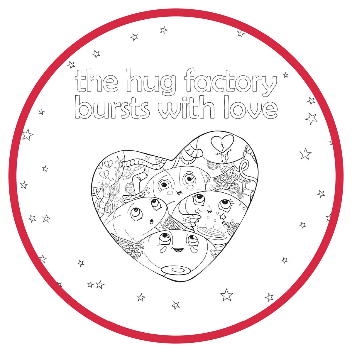 Printable Coloring Pages - The Hug Factory Bursts with Love
