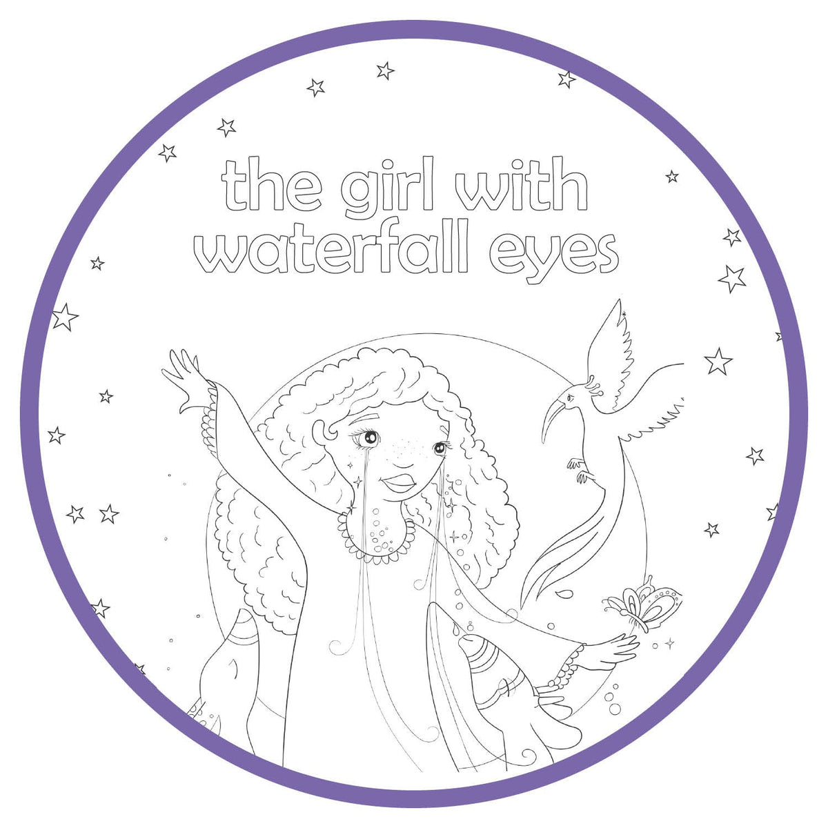 Printable Coloring Pages - The Girl with Waterfall Eyes