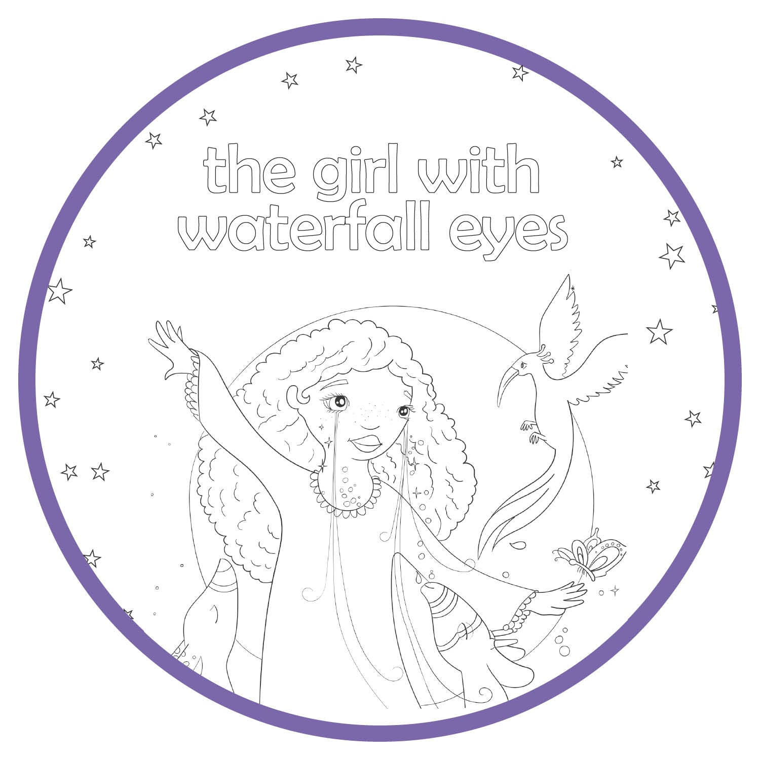 Printable Coloring Pages - The Girl with Waterfall Eyes