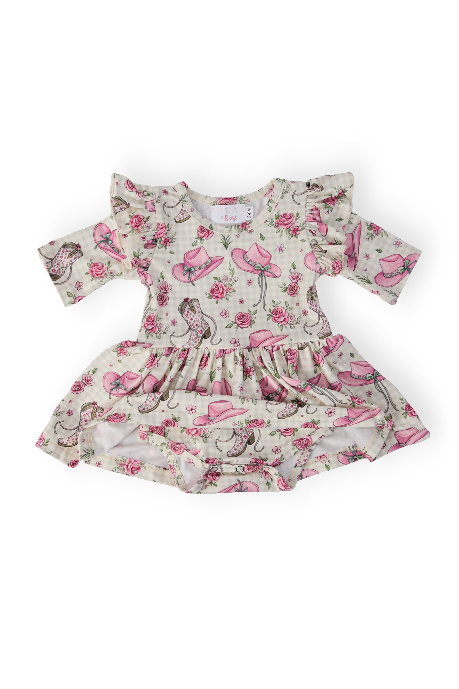 Cowgirl Cutie 3/4 Sleeve Flutter Twirl Bodysuit - Image 2
