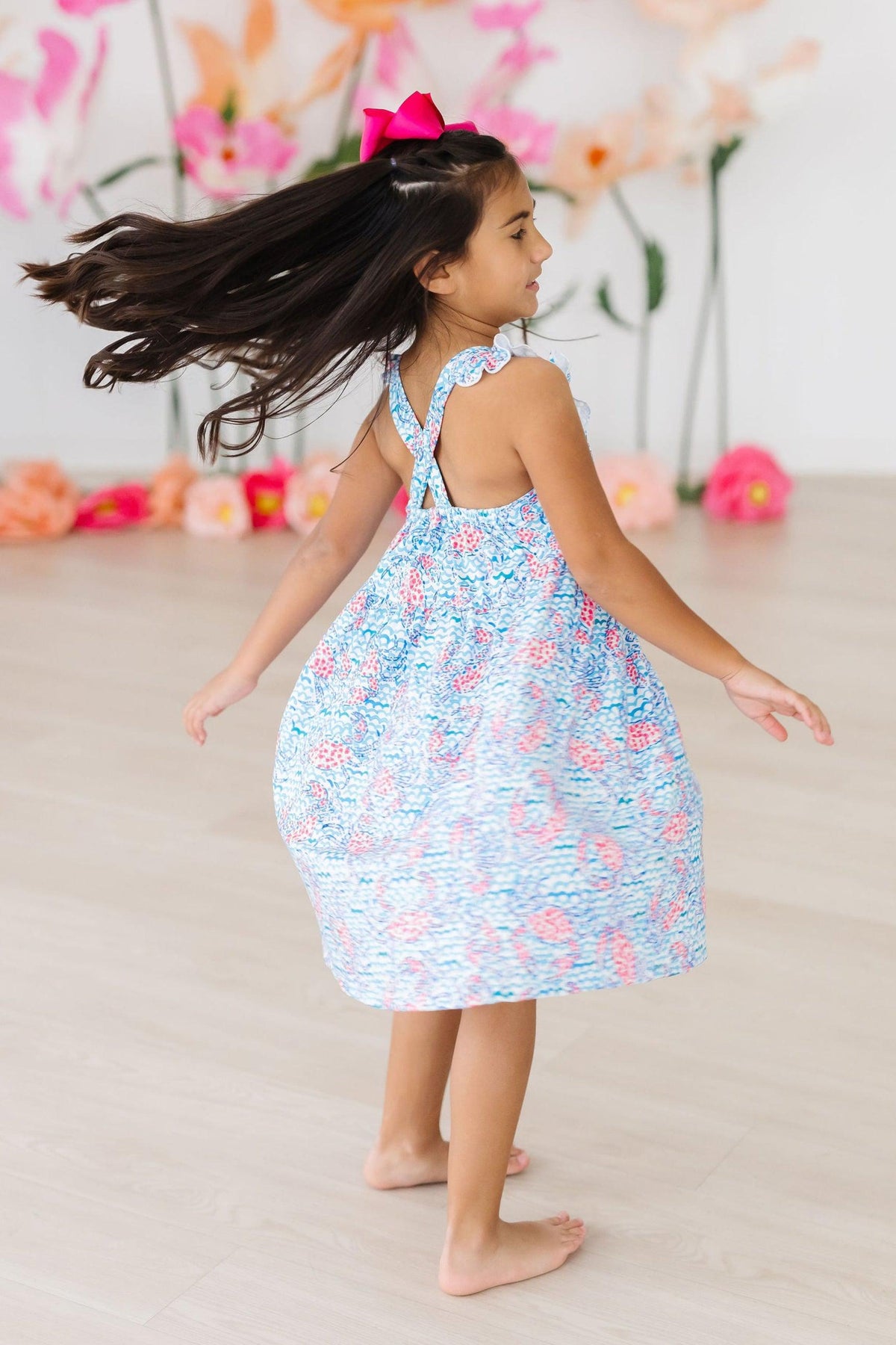 Crab Walk Ruffle Cross Back Dress - Image 5
