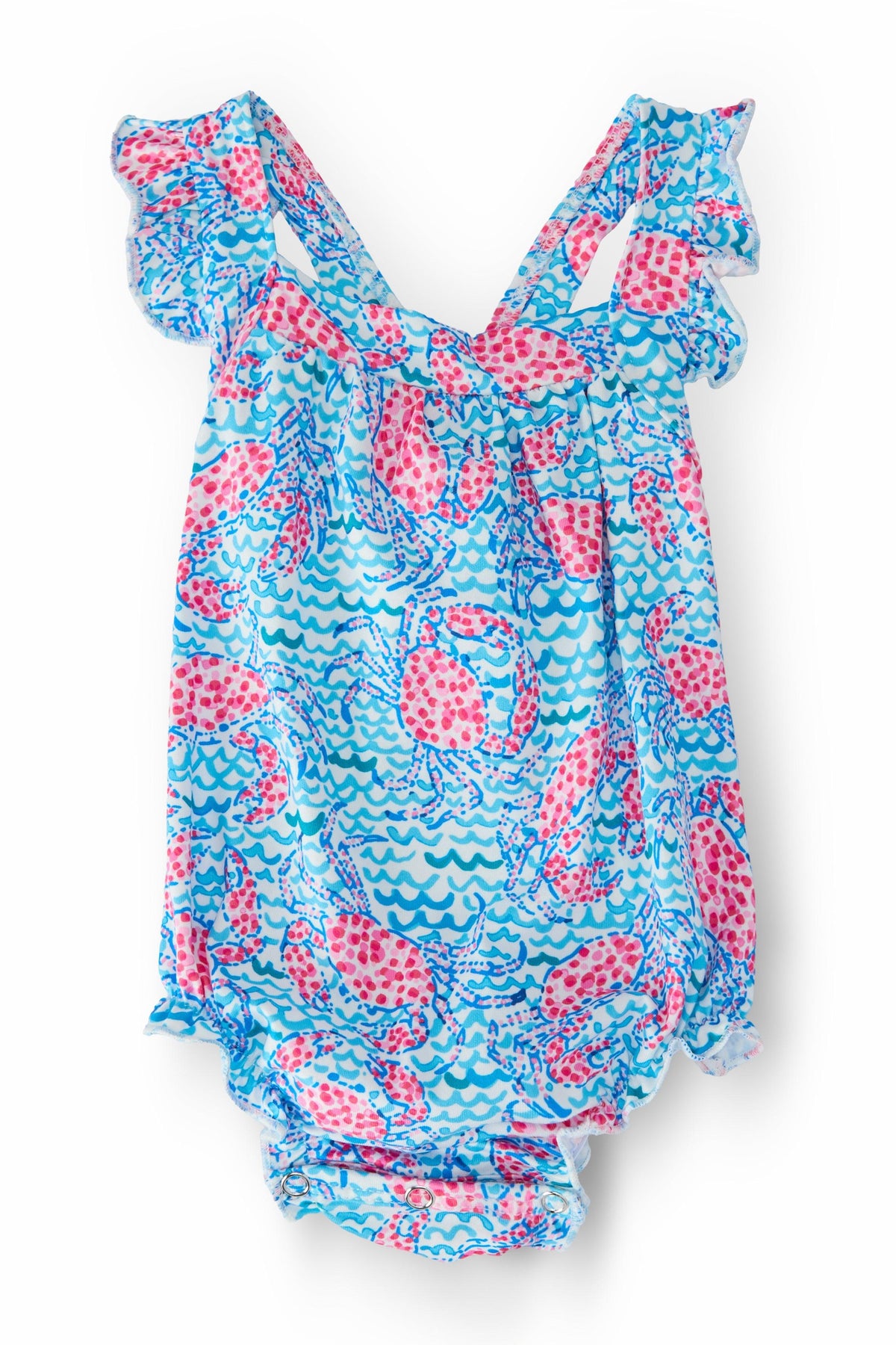 Crab Walk Ruffle Cross Back Romper