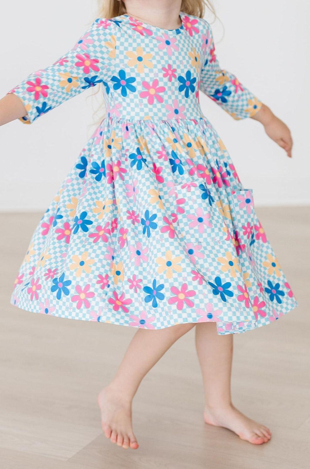 Crazy Daisy 3/4 Sleeve Pocket Twirl Dress - Image 3