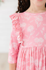 Dahlia Doodles 3/4 Sleeve Ruffle Twirl Dress - Image 2