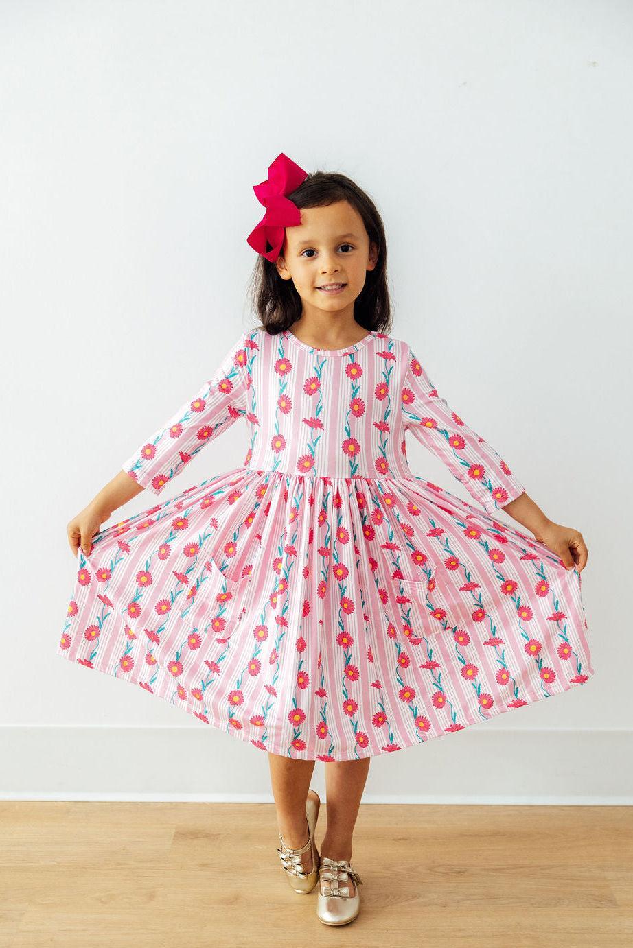 Daisy Chain 3/4 Sleeve Pocket Twirl Dress - Image 2