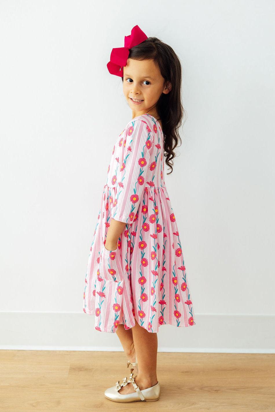 Daisy Chain 3/4 Sleeve Pocket Twirl Dress - Image 3