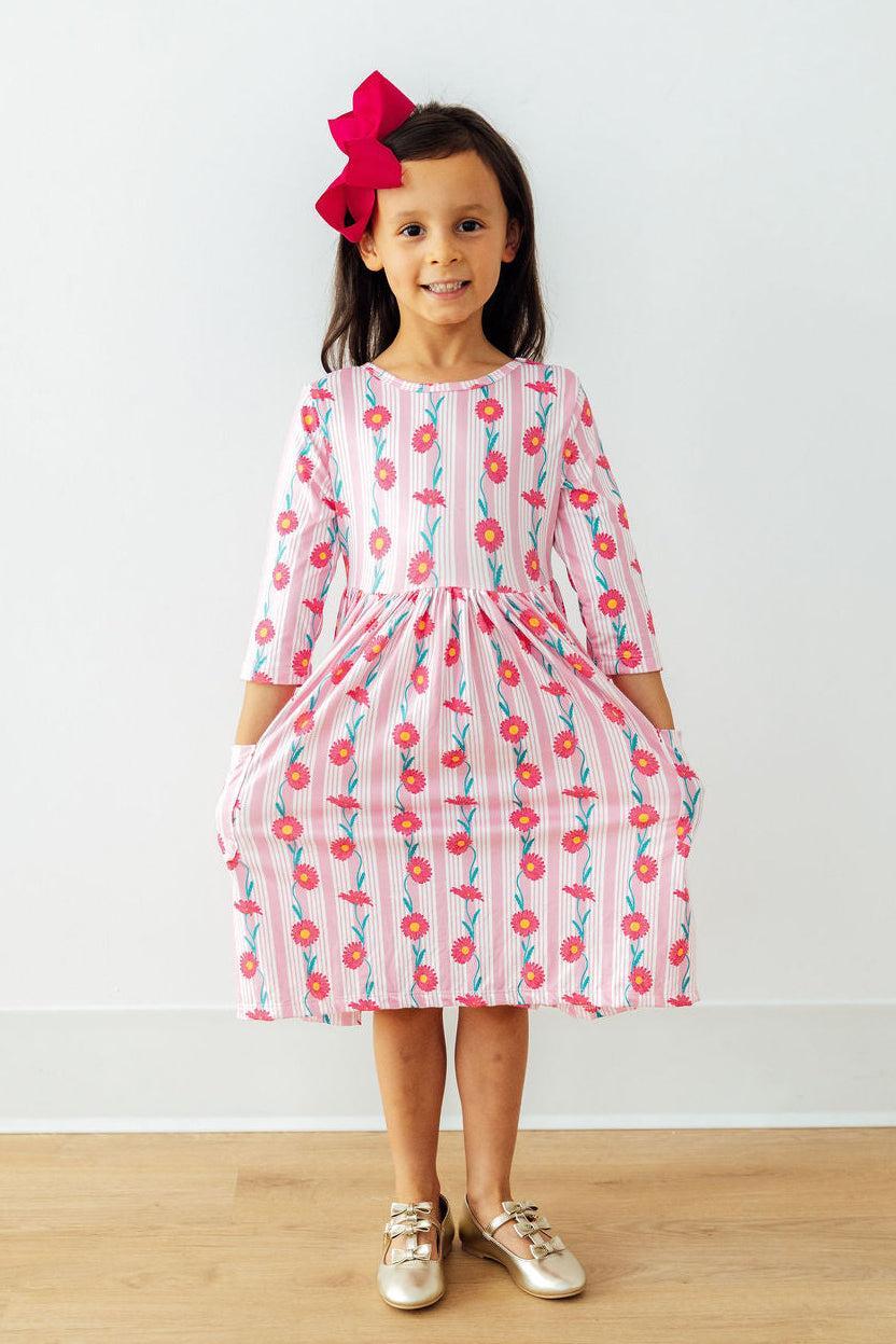 Daisy Chain 3/4 Sleeve Pocket Twirl Dress - Image 4