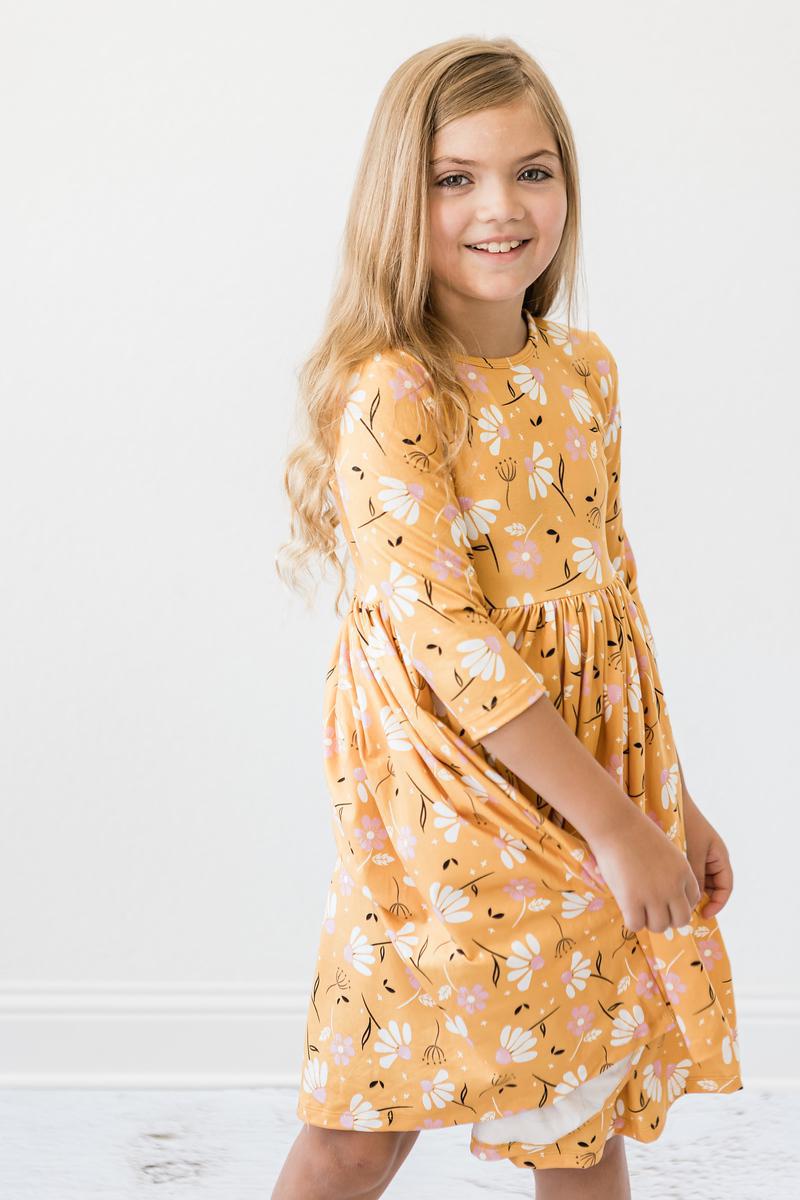 Dandelions in Fall 3/4 Sleeve Pocket Twirl Dress - Image 3
