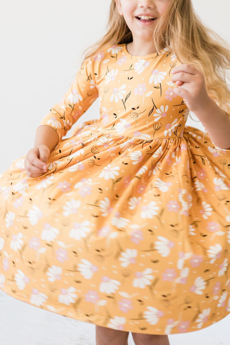 Dandelions in Fall 3/4 Sleeve Pocket Twirl Dress - Image 4