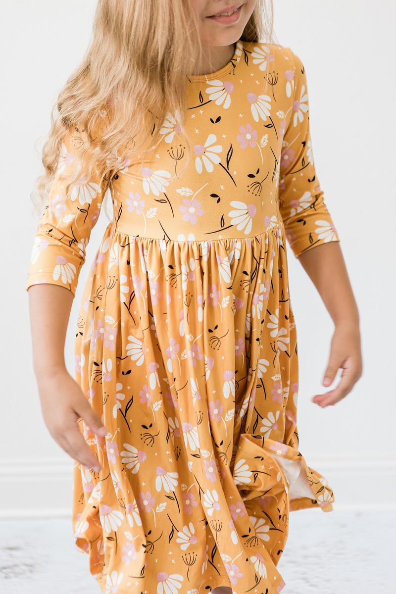 Dandelions in Fall 3/4 Sleeve Pocket Twirl Dress - Image 5