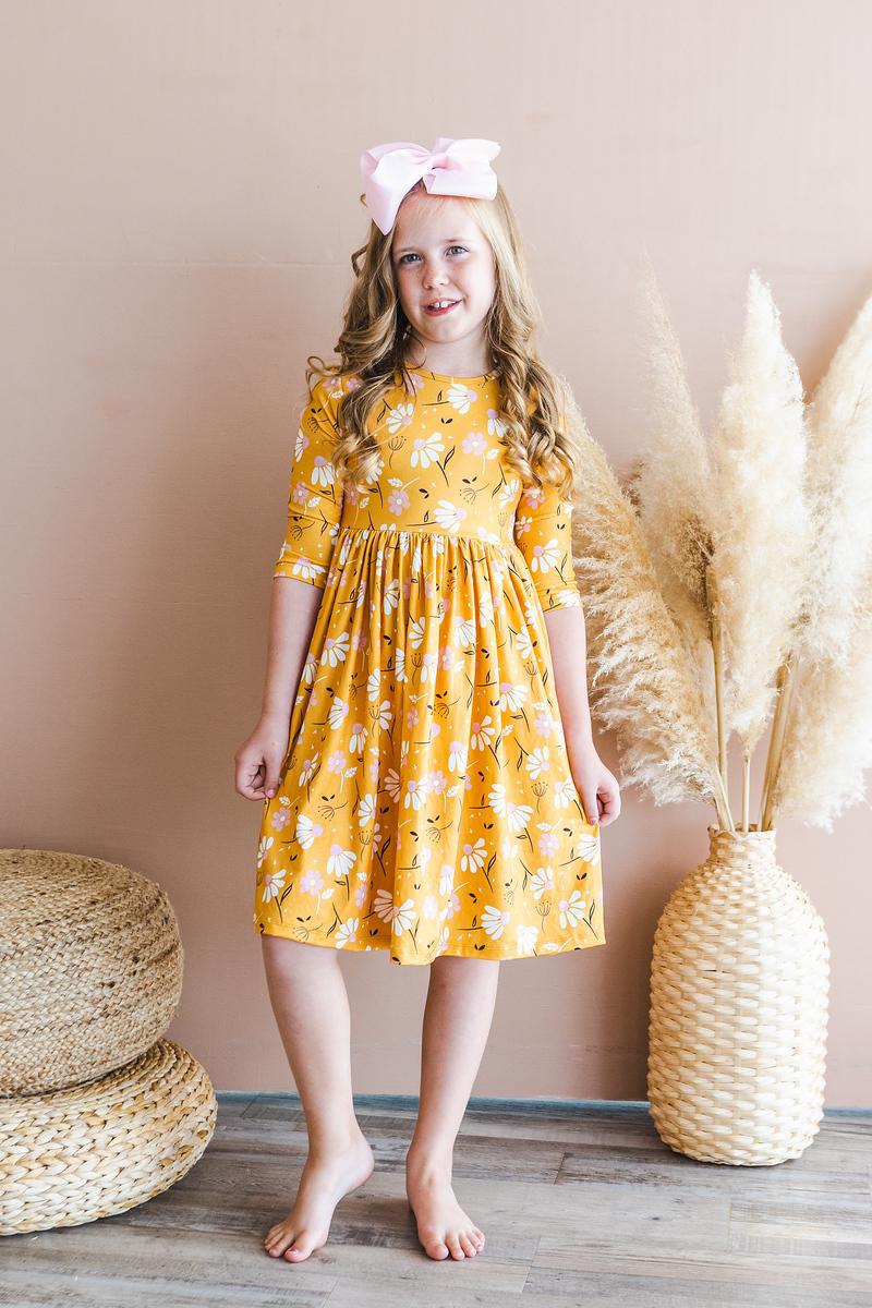 Dandelions in Fall 3/4 Sleeve Pocket Twirl Dress - Image 7