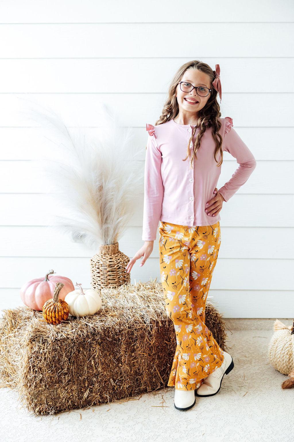 Dandelions in Fall Ribbed Velvet Bells - Image 3