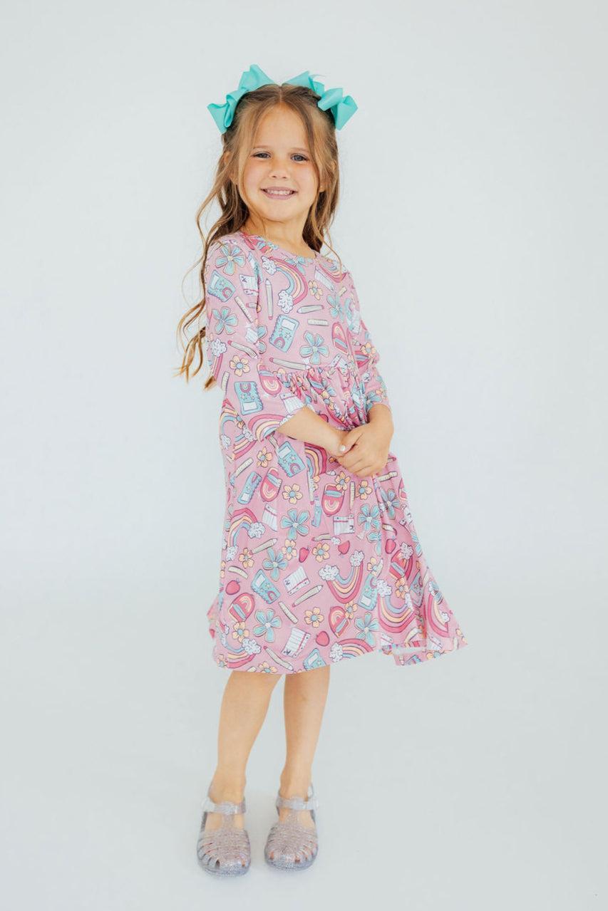 Dream Big Little One 3/4 Pocket Twirl Dress - Image 4