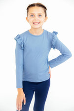 Dusty Blue L/S Ruffle Tee - Image 2