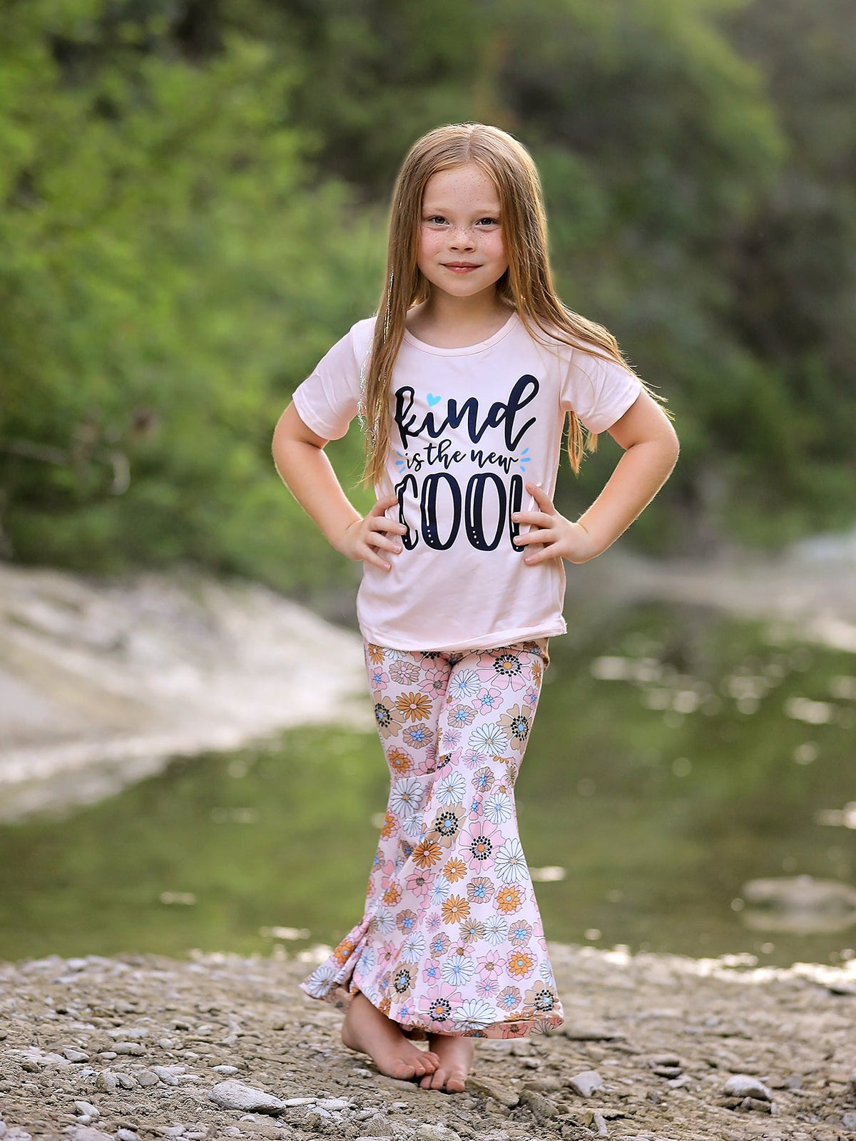 Rylee Faith Designs - Girls Letter Print Top + Floral Pattern Pants