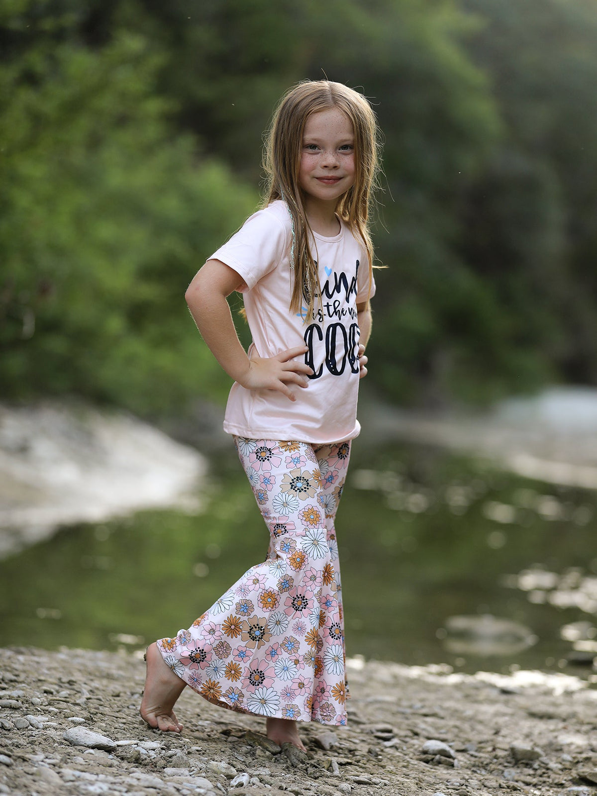 Rylee Faith Designs - Girls Letter Print Top + Floral Pattern Pants - alternate view 3