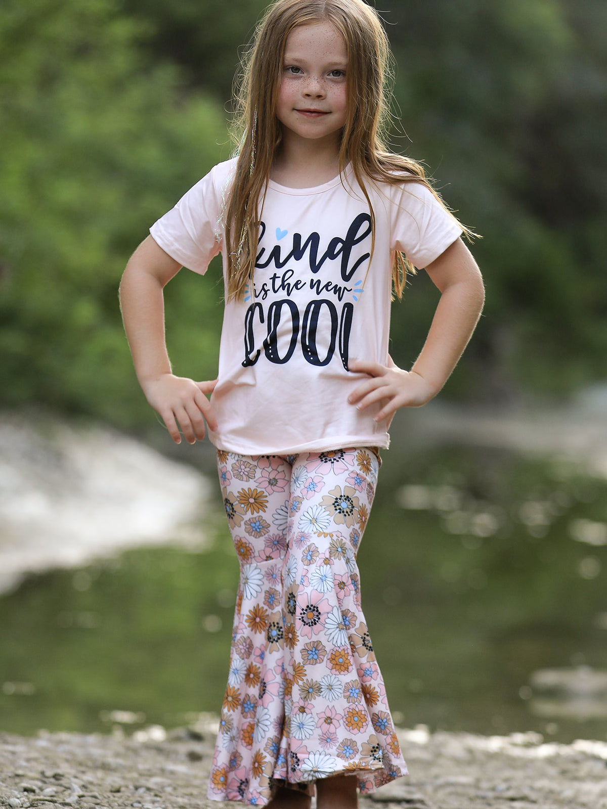 Rylee Faith Designs - Girls Letter Print Top + Floral Pattern Pants - alternate view 4