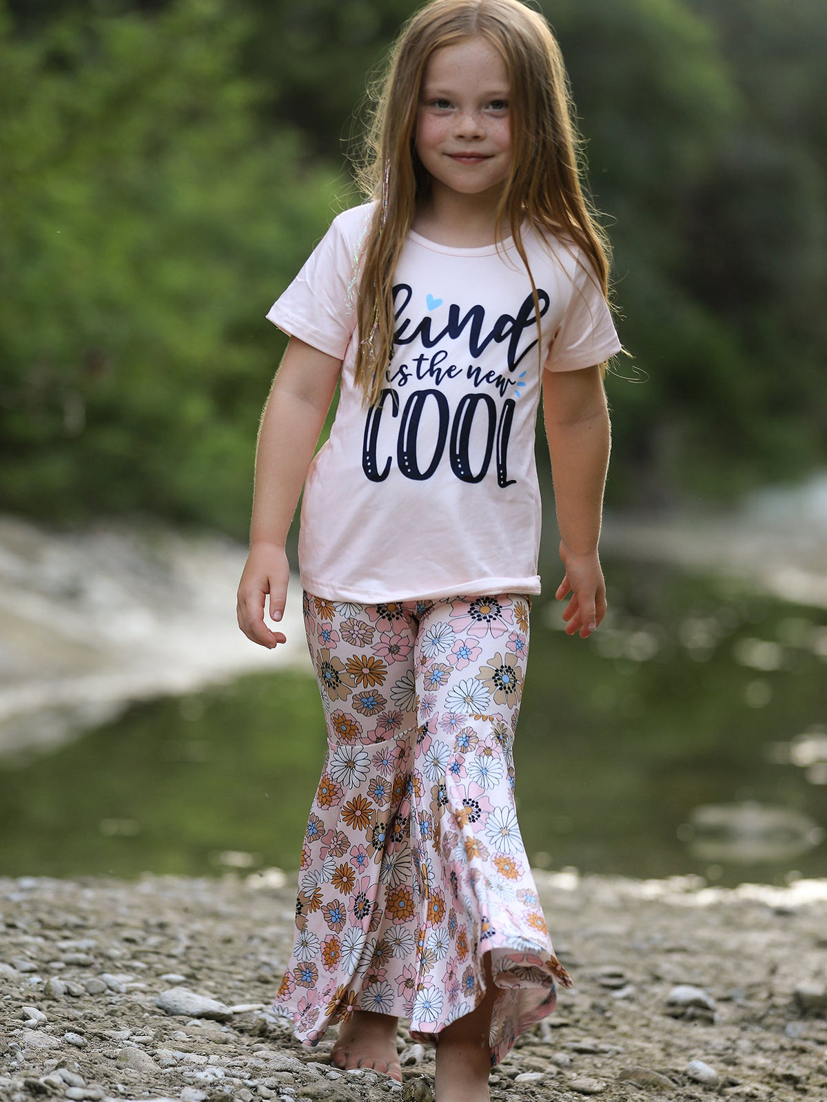 Rylee Faith Designs - Girls Letter Print Top + Floral Pattern Pants - alternate view 2
