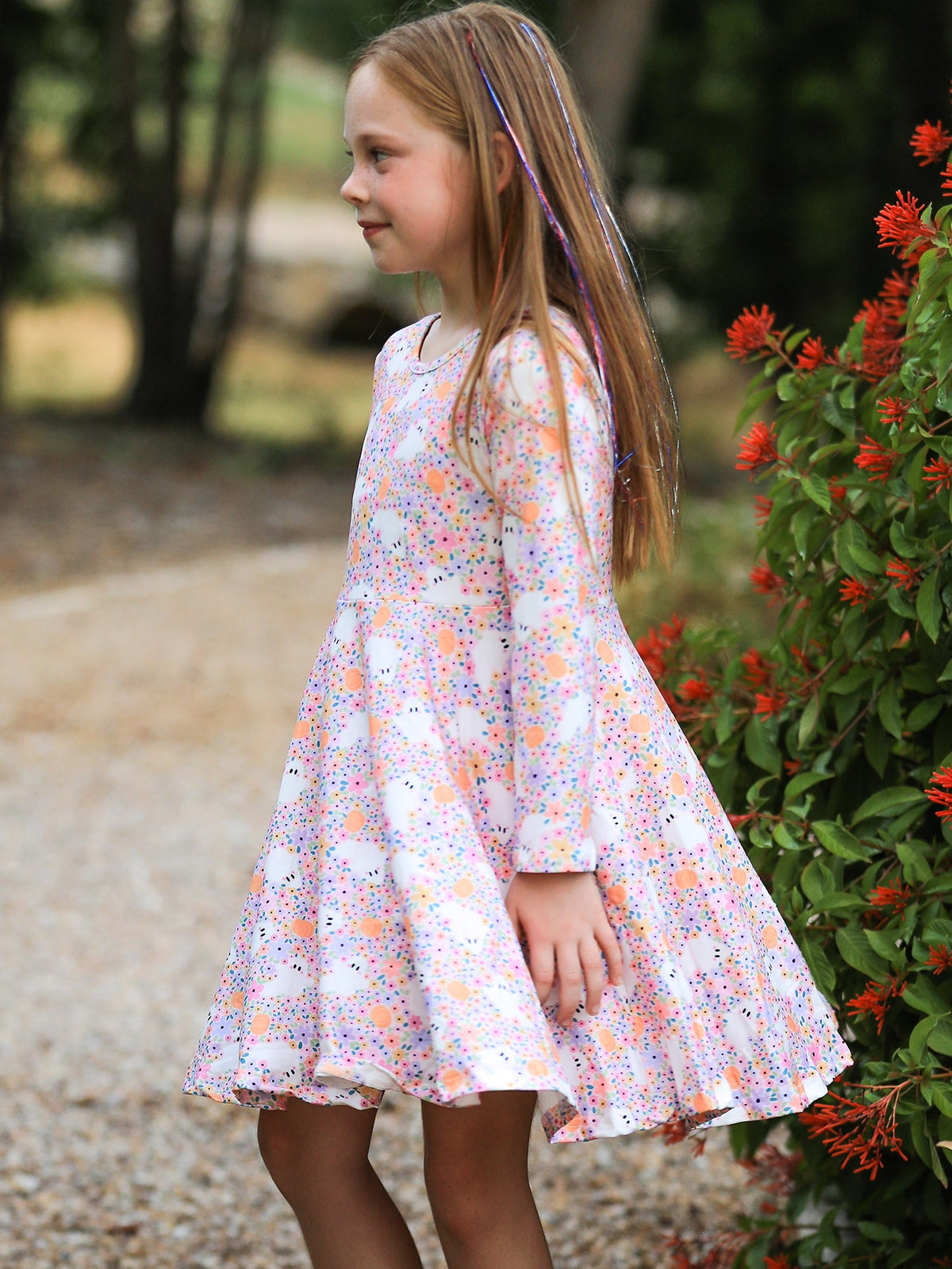 Rylee Faith Designs - Halloween Ghost Print Girls Twirl Dress Long Sleeve - alternate view 5