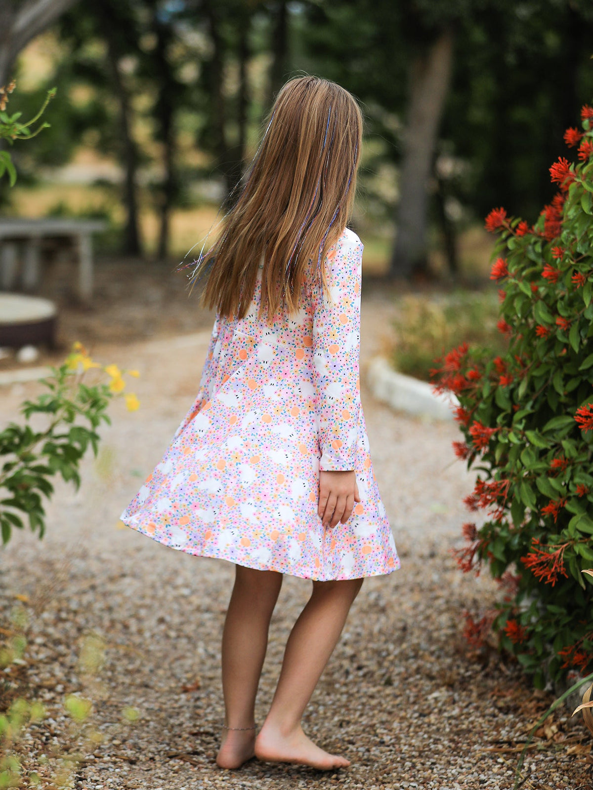Rylee Faith Designs - Halloween Ghost Print Girls Twirl Dress Long Sleeve - alternate view 3