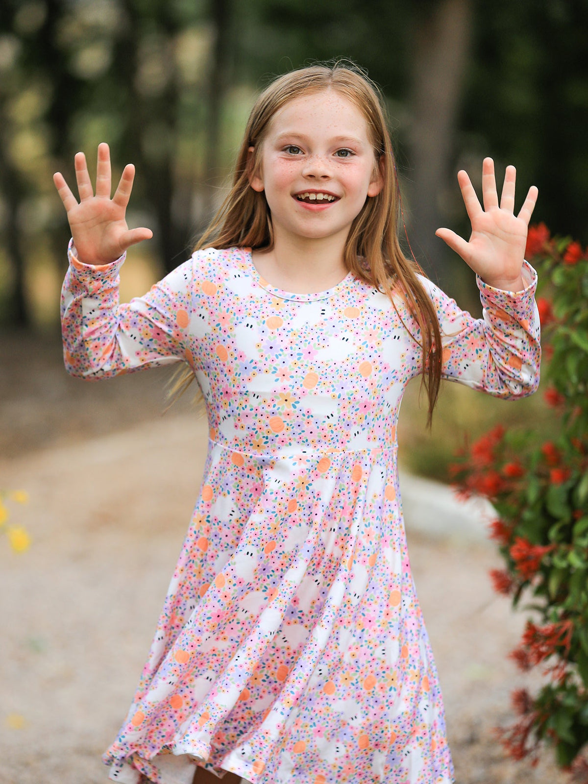 Rylee Faith Designs - Halloween Ghost Print Girls Twirl Dress Long Sleeve - alternate view 4