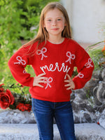 Rylee Faith Designs - Mom and Me Winter Christmas Red "merry" Pullover Sweater - alternate view 2
