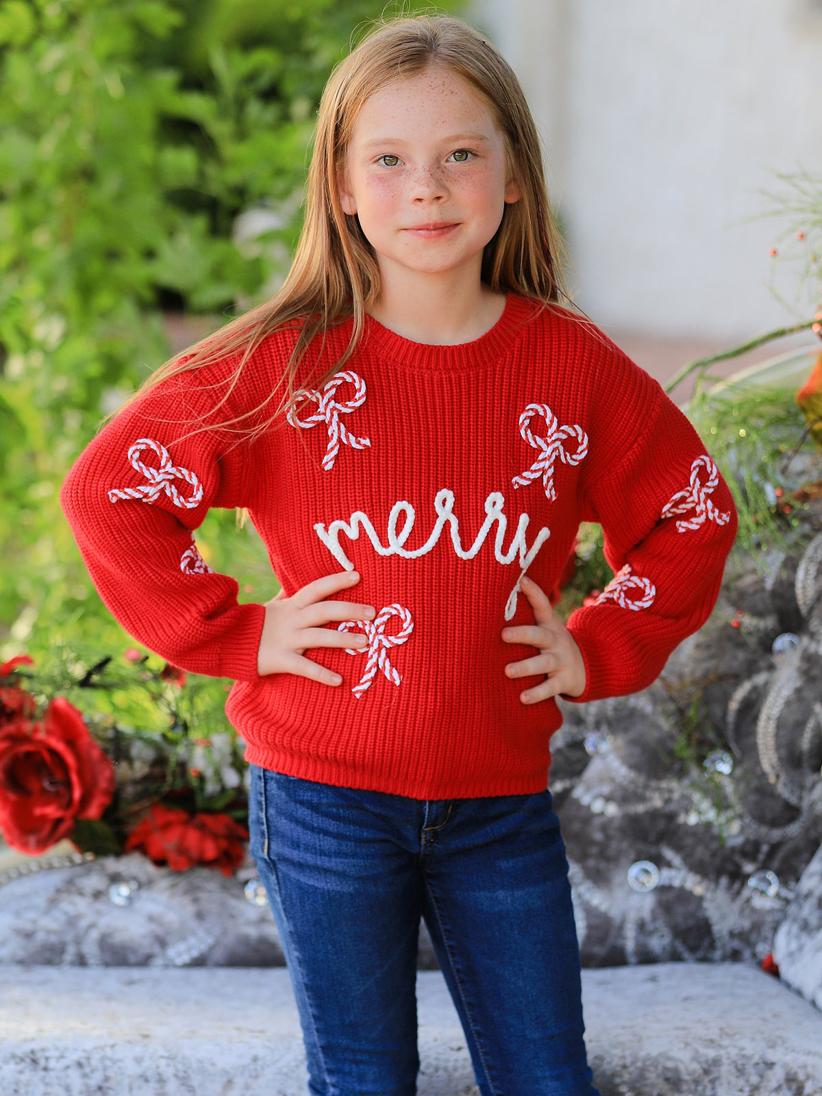 Rylee Faith Designs - Mom and Me Winter Christmas Red "merry" Pullover Sweater - alternate view 2