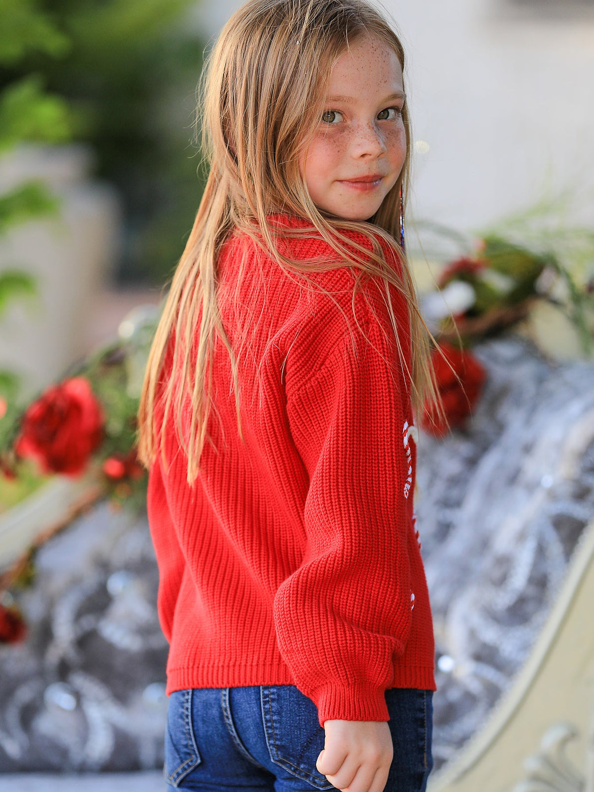 Rylee Faith Designs - Mom and Me Winter Christmas Red "merry" Pullover Sweater - alternate view 6