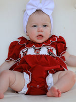 Rylee Faith Designs - Baby Girls Christmas Reindeer Smocked Bubble Romper