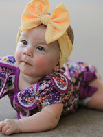 Rylee Faith Designs - Purple Floral Bow Petals Collar Girls Romper - alternate view 3