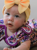 Rylee Faith Designs - Purple Floral Bow Petals Collar Girls Romper - alternate view 2