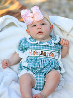 Rylee Faith Designs - Western Plaid Horse Embroidered Girl Bubble Romper