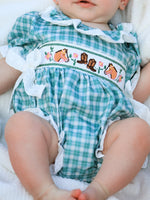 Rylee Faith Designs - Western Plaid Horse Embroidered Girl Bubble Romper - alternate view 2
