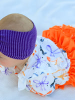 Rylee Faith Designs - Halloween Bow Print Girls Romper Ruffle Bow Long Sleeve - alternate view 2