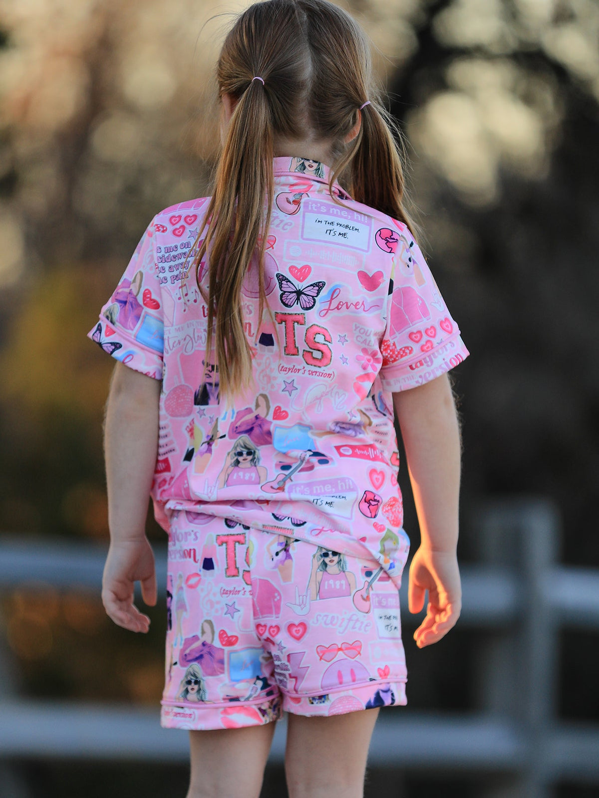 Rylee Faith Designs - Pink TS Lapel Button Short Sleeve Shorts Pajama Set - alternate view 5