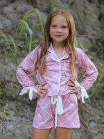 Rylee Faith Designs - Mommy & me Autumn Check Bow Girls Lapel Pajamas - alternate view 4