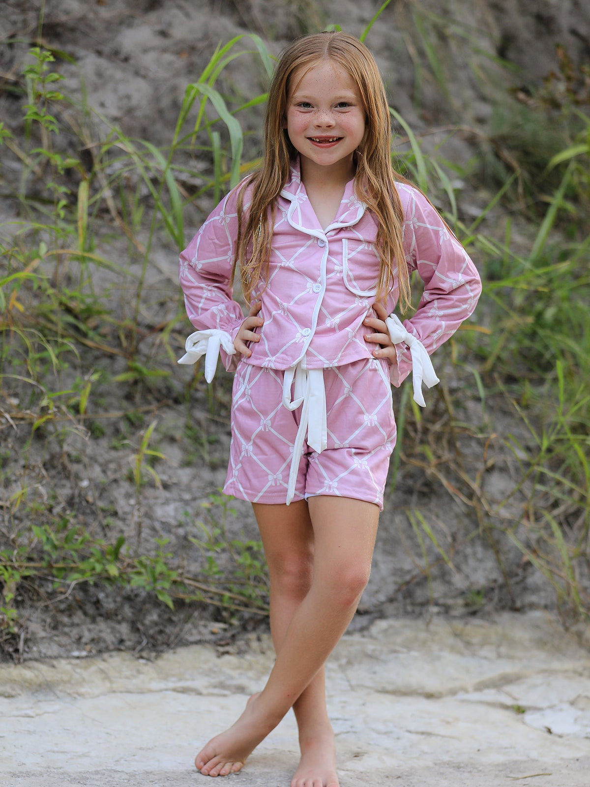 Rylee Faith Designs - Mommy & me Autumn Check Bow Girls Lapel Pajamas - alternate view 3