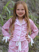 Rylee Faith Designs - Mommy & me Autumn Check Bow Girls Lapel Pajamas - alternate view 5