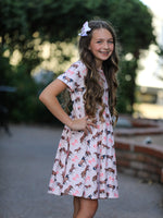 Rylee Faith Designs - Girls Western Horse Print Twirl Dress Short Sleeve - alternate view 3