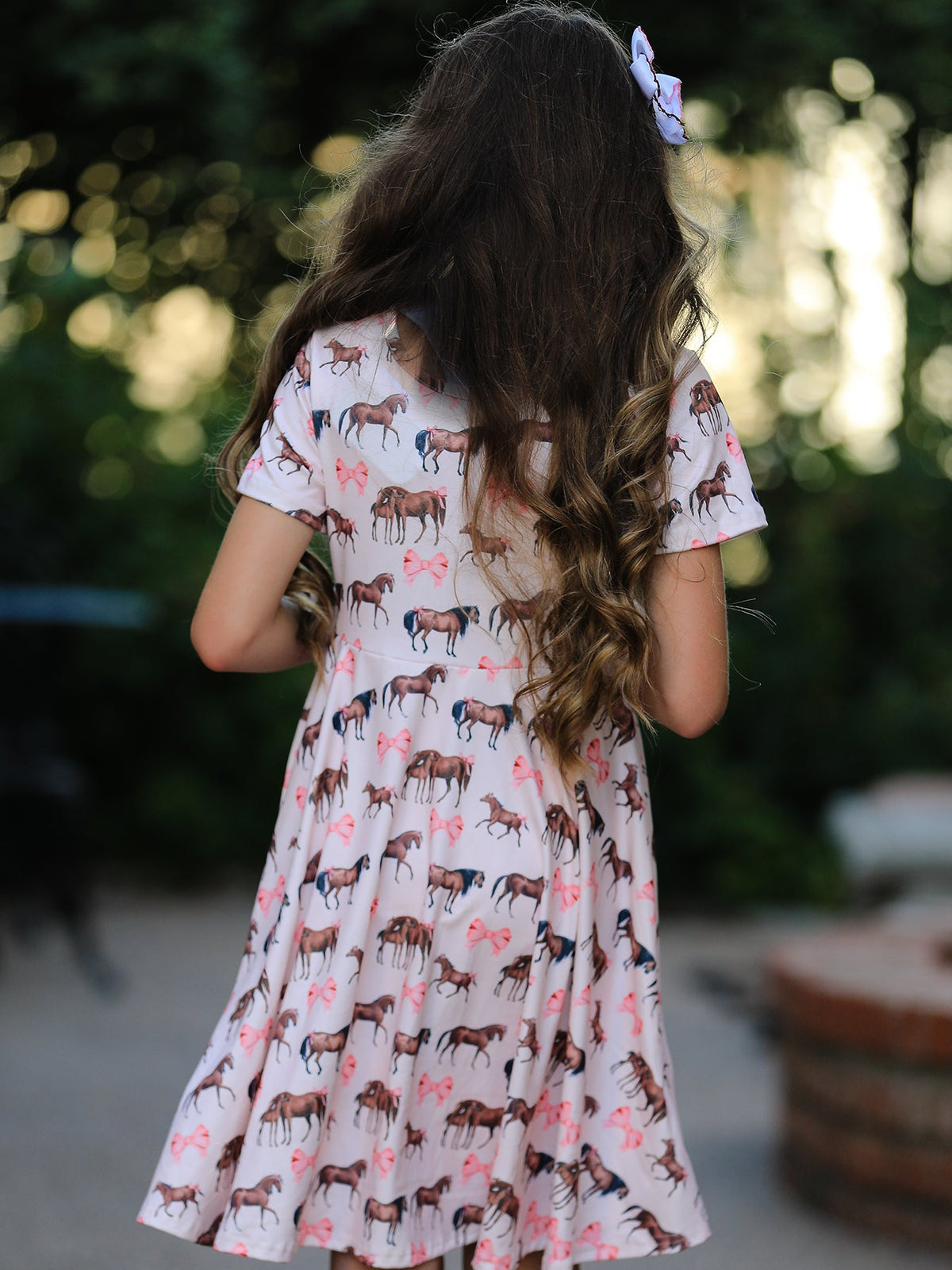 Rylee Faith Designs - Girls Western Horse Print Twirl Dress Short Sleeve - alternate view 4