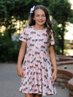 Rylee Faith Designs - Girls Western Horse Print Twirl Dress Short Sleeve - alternate view 2
