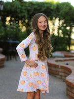 Rylee Faith Designs - Fall Halloween & Thanksgiving Pumpkin Bow Print Long Sleeve Dress - alternate view 4