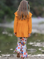 Rylee Faith Designs - Fall Halloween & Thanksgiving Pumpkin Turkey Print Girls Long Sleeve Set - alternate view 4