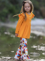Rylee Faith Designs - Fall Halloween & Thanksgiving Pumpkin Turkey Print Girls Long Sleeve Set - alternate view 5