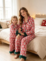 Rylee Faith Designs - Mommy and Me Christmas Santa Print Pajama Set with Fur Trim