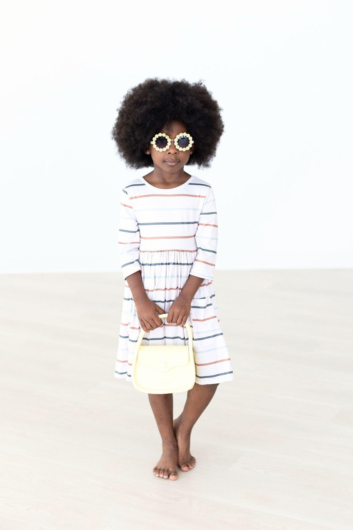 Fall Stripes 3/4 Sleeve Pocket Twirl Dress - Image 3